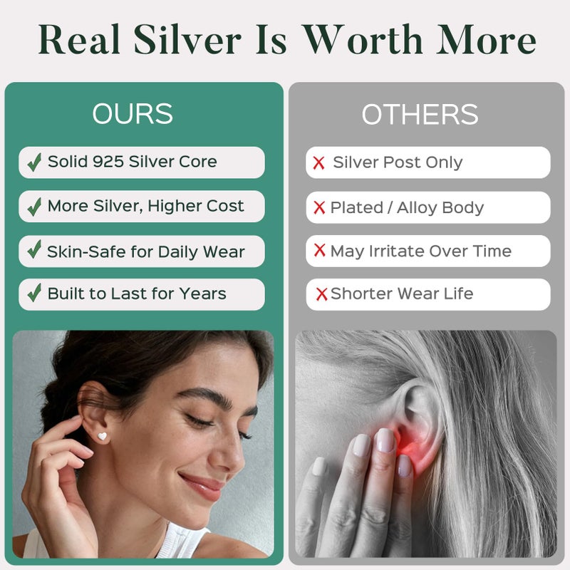 ChicSilver Moon Earrings for Women Moon and Star Earrings Hypoallergenic 925 Sterling Silver Stud Earrings Simple Fashion Earrings - Image 5